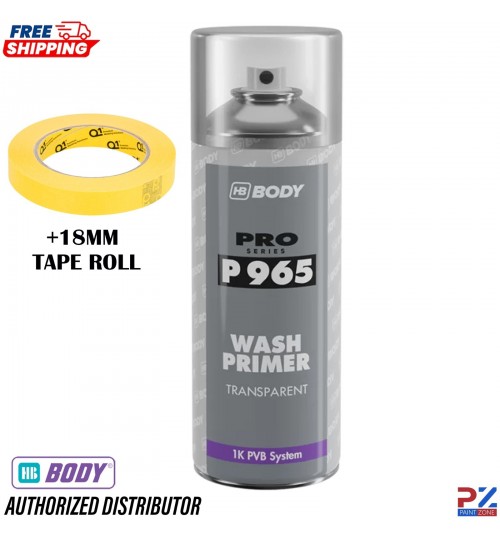 HB BODY P965 Wash Primer Aerosol 400ml Anti Corrosion + 1x 18mm Tape Roll